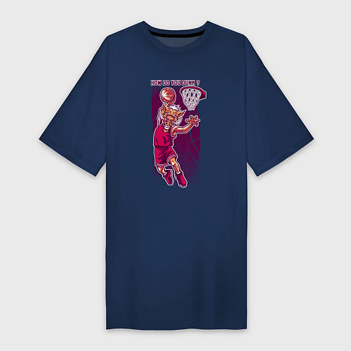 Женская футболка-платье Кабан баскетболист / Тёмно-синий – фото 1