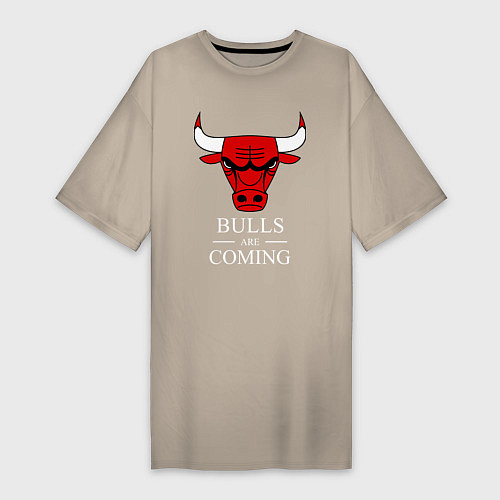 Женская футболка-платье Chicago Bulls are coming Чикаго Буллз / Миндальный – фото 1
