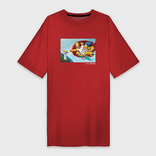 Женская футболка-платье Симпсоны Simpsons / Красный – фото 1