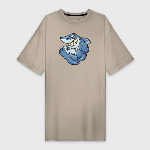 Женская футболка-платье Акула с бицухой shark / Миндальный – фото 1