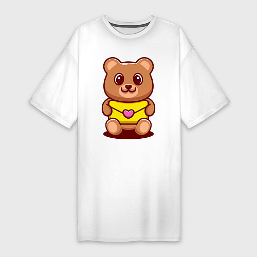 Женская футболка-платье Bear & Heart / Белый – фото 1