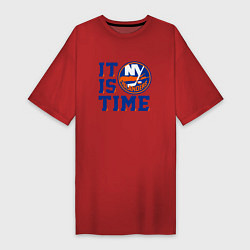 Футболка женская-платье It Is New York Islanders Time Нью Йорк Айлендерс, цвет: красный