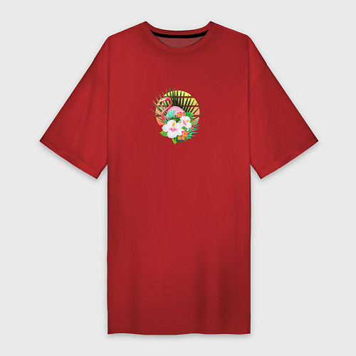 Женская футболка-платье RETRO HAWAII ретровейв Гаваи / Красный – фото 1
