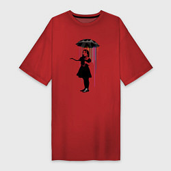 Женская футболка-платье BANKSY БЭНКСИ девушка под зонтом