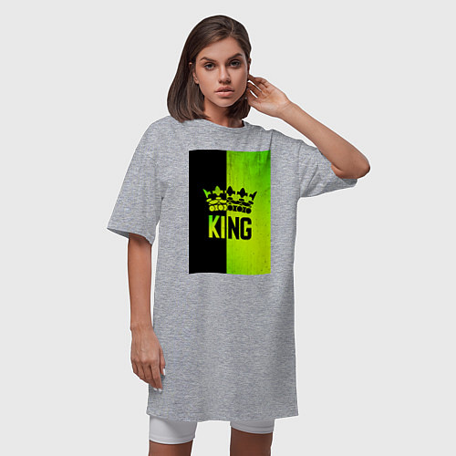 Женская футболка-платье Надпись KING / Меланж – фото 3
