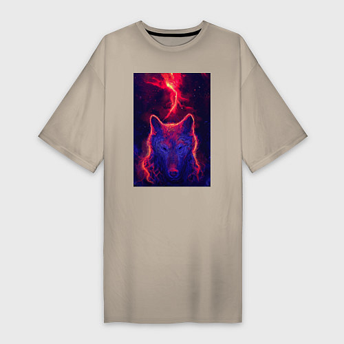 Женская футболка-платье Огненная морда / Миндальный – фото 1