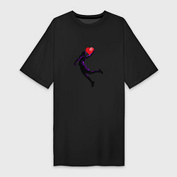 Футболка женская-платье Сердце Баскетболиста, цвет: черный