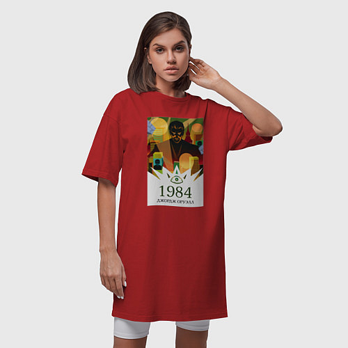 Женская футболка-платье Арт по книге 1984 Дж Оруэлла / Красный – фото 3
