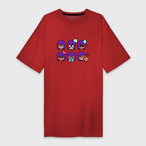 Женская футболка-платье Значки на Шелли Пины Бравл Старс Shelly / Красный – фото 1