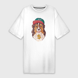 Женская футболка-платье Хип-хоп собачка