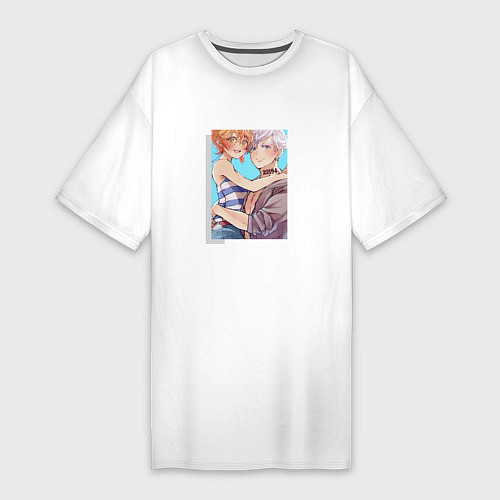 Женская футболка-платье Эмма в объятьях Нормана / Белый – фото 1