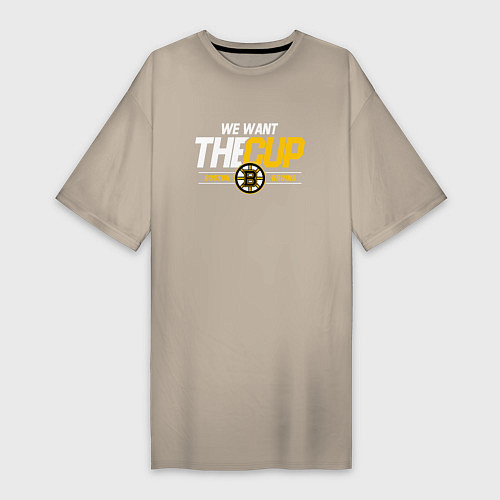 Женская футболка-платье Boston Bruins we want the cup / Миндальный – фото 1