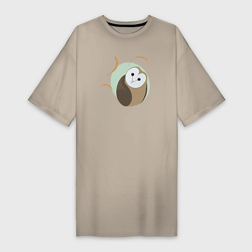 Женская футболка-платье Сова и пшеница / Миндальный – фото 1
