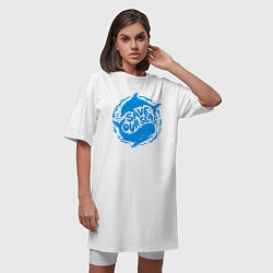 Футболка женская-платье Спасите наши моря SOS, цвет: белый — фото 2