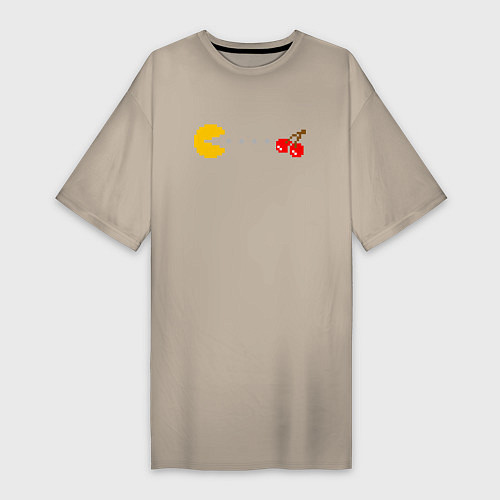 Женская футболка-платье Pac-man 8bit / Миндальный – фото 1