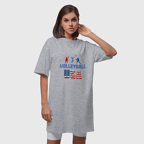 Женская футболка-платье USA - Volleyball / Меланж – фото 3