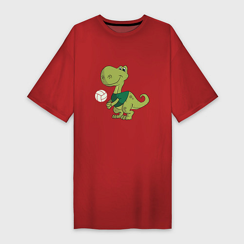 Женская футболка-платье Volleyball Dinosaur / Красный – фото 1