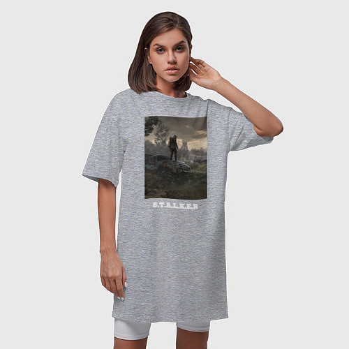 Женская футболка-платье Одинокий Сталкер / Меланж – фото 3