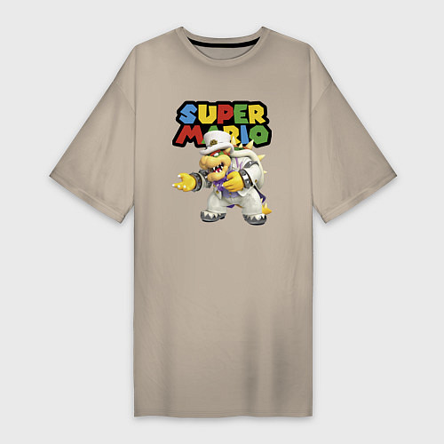 Женская футболка-платье Super mario Bowser / Миндальный – фото 1
