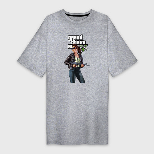Женская футболка-платье GTA 5 Girl weapon / Меланж – фото 1