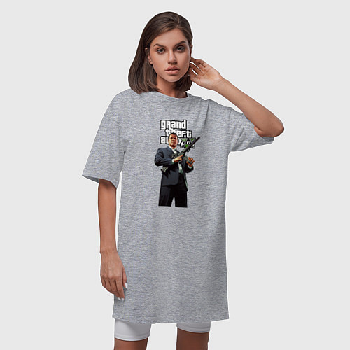 Женская футболка-платье GTA 5 Gangster / Меланж – фото 3