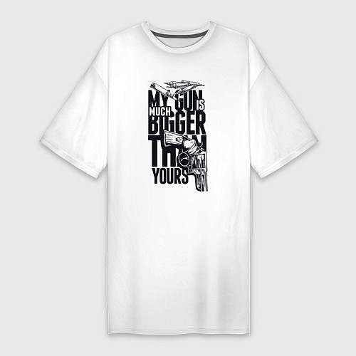 Женская футболка-платье Фраза про пистолет / Белый – фото 1