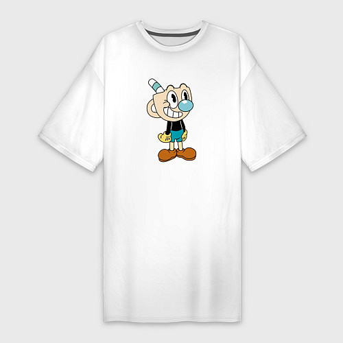 Женская футболка-платье Дружелюбный улыбающийся Кружек / Белый – фото 1