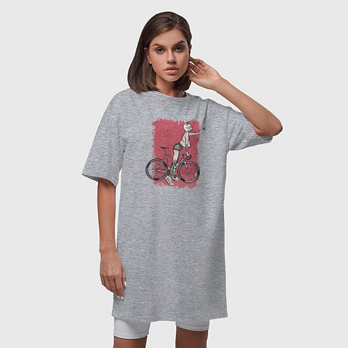 Женская футболка-платье Bike punk cats / Меланж – фото 3