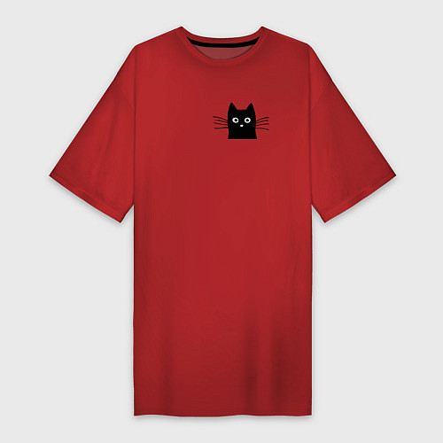 Женская футболка-платье Кот в кармане у меня / Красный – фото 1