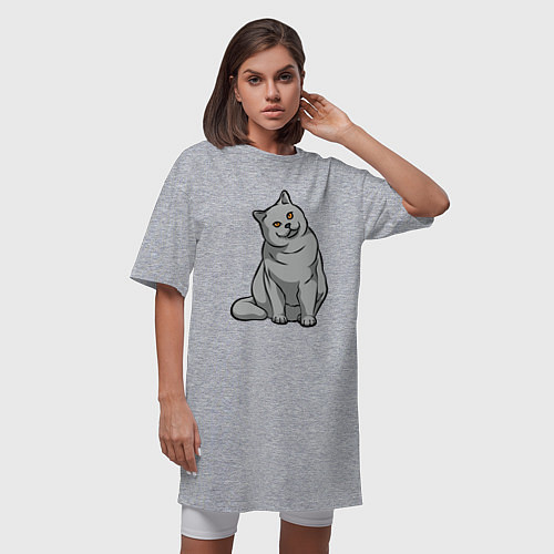 Женская футболка-платье Серый котейка / Меланж – фото 3