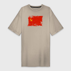 Женская футболка-платье Рваный флаг СССР
