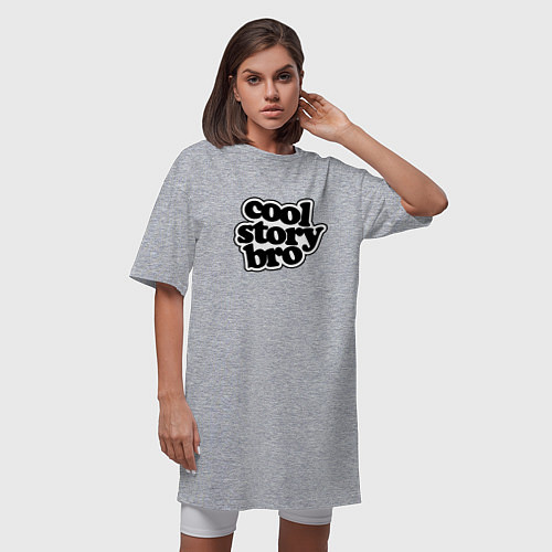 Женская футболка-платье Cool story bro Meme / Меланж – фото 3