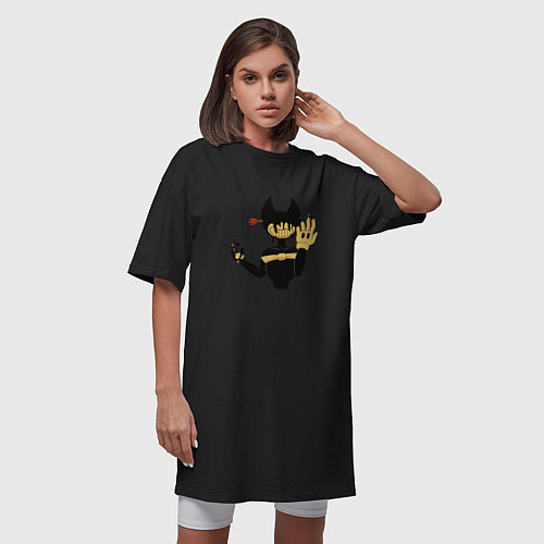 Женская футболка-платье Bendy and the Ink Machine Batim / Черный – фото 3