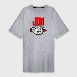 Футболка женская-платье JDM Bull terrier Japan, цвет: меланж