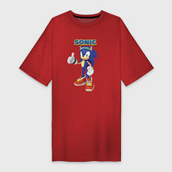 Футболка женская-платье Sonic Hedgehog Video game!, цвет: красный