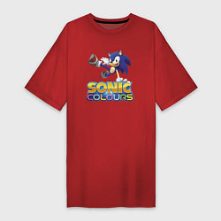 Футболка женская-платье Sonic Colours Hedgehog Video game, цвет: красный