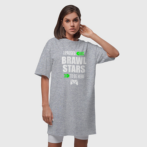 Женская футболка-платье Brawl Stars I Paused / Меланж – фото 3