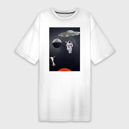Женская футболка-платье Космический бред / Белый – фото 1