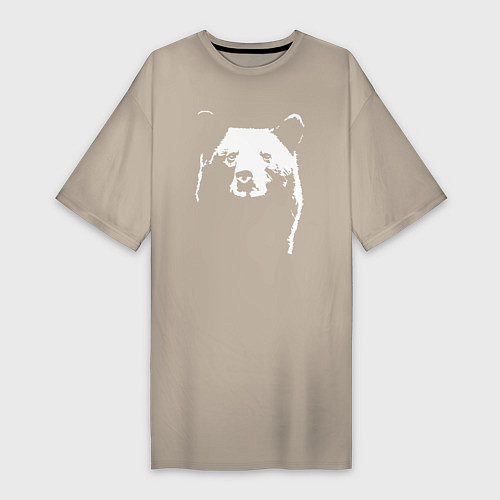 Женская футболка-платье Медвежий лик / Миндальный – фото 1