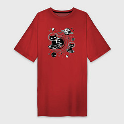 Женская футболка-платье Коты пришельцы в космосе