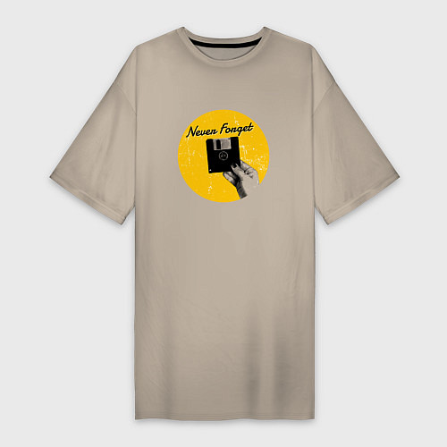 Женская футболка-платье Never Forget Floppy Disk Флоппи диск / Миндальный – фото 1