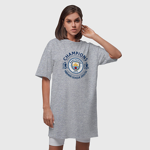 Женская футболка-платье Manchester City Champions 20212022 / Меланж – фото 3