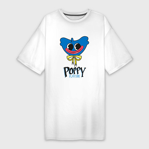 Женская футболка-платье PoppyPlaytime Huggy Wuggy / Белый – фото 1