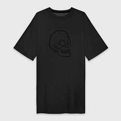 Женская футболка-платье Череп Лайн Арт Skull Line Art