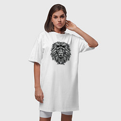 Футболка женская-платье Лев в стиле Мандала Mandala Lion, цвет: белый — фото 2