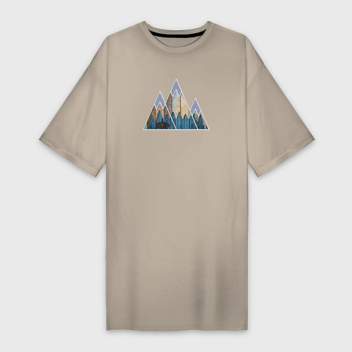 Женская футболка-платье Деревянные горы / Миндальный – фото 1