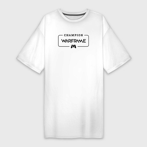 Женская футболка-платье Warframe Gaming Champion: рамка с лого и джойстико / Белый – фото 1