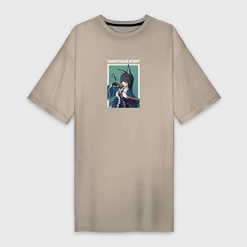 Женская футболка-платье Секретный агент Лисичка Zenless Zone Zero / Миндальный – фото 1