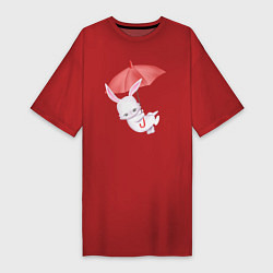 Женская футболка-платье Милый Крольчонок С Красным Зонтиком