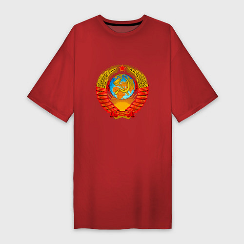 Женская футболка-платье Герб ссср без фона / Красный – фото 1